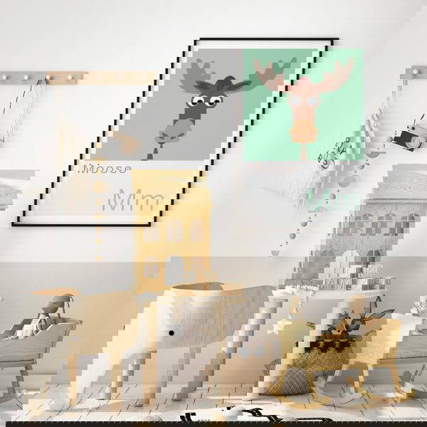 Sage Green woodland nursery print sage green nursery print of a moose in childs nursery