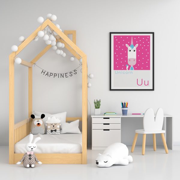 Unicorn nursery print stylish unicorn framed print in childs nursery