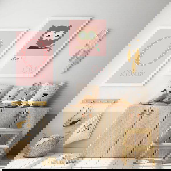 Woodland themed girls room artwork woodland animal print an owl for kids nursery