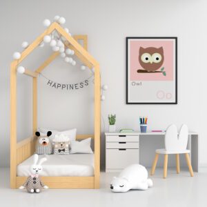 owl print woodland themed nursery art