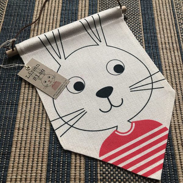 Children's Rabbit Flag in Red Stripy Jumper by Stripey Cats