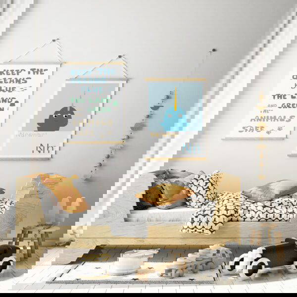 under the sea creatures wall art prints under the sea art prints hung up in kids nursery on wooden hangers