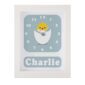 Personalised Children's Clock featuring a chick hatching from an egg with googly eyes