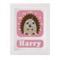 personalised hedgehog clock in pink