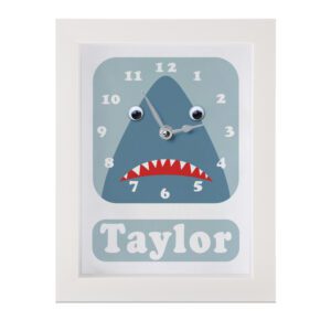 Personalised Children's Shark Clock with googly eyes