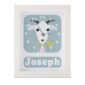 personalised Children's Clock featuring a goat with googly eyes