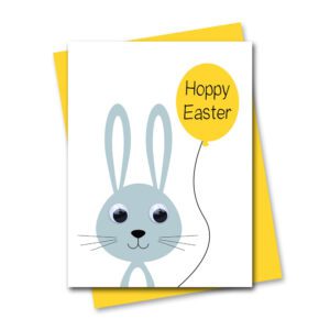 Happy Easter Card featuring the Easter Bunny with googly eyes