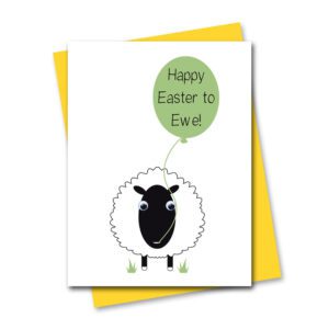 Happy Easter Card featuring Shirley Sheep with googly eyes