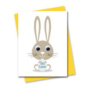 1st Easter Card featuring easter bunny with googly eyes