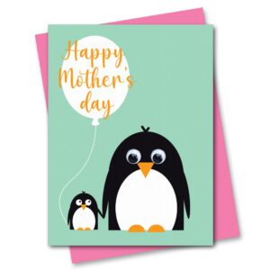 Happy Mother's Day Card featuring Petula Penguin with Googly Eyes