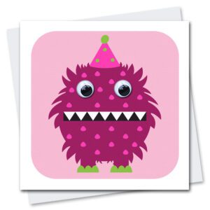 Children's Birthday Card featuring a monster with googly eyes.