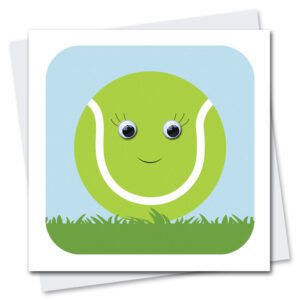 tennis ball birthday card with googly eyes