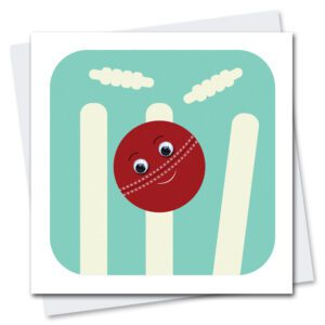 children's birthday card featuring Craig cricket ball
