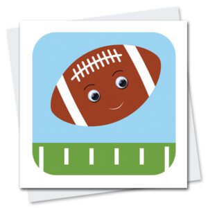 Children's Birthday Card featuring Amy American Football with googly eyes.