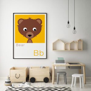 Children's alphabet print featuring a Bear