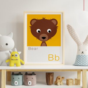 Children's alphabet print featuring a Bear