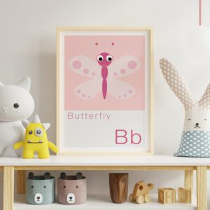 Children's alphabet print featuring a Butterfly