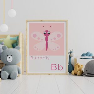 cute children's alphabet print featuring a Butterfly
