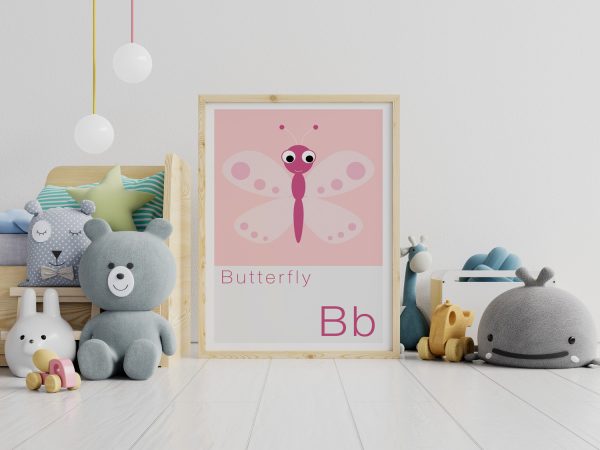 B-is-for-Butterfly-Childrens-Alphabet-Print cute children's alphabet print featuring a Butterfly
