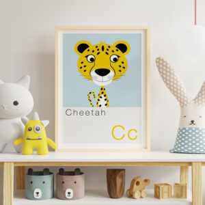 Children's alphabet print featuring a Cheetah