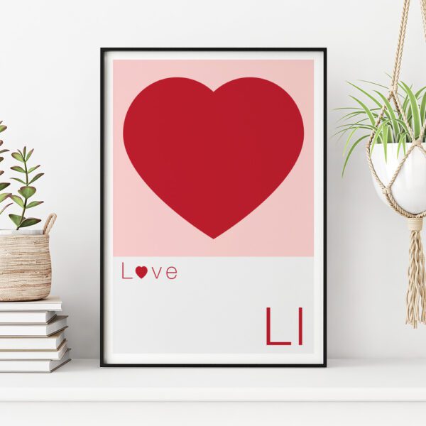 Love heart Art print poster Red heart print for nursery