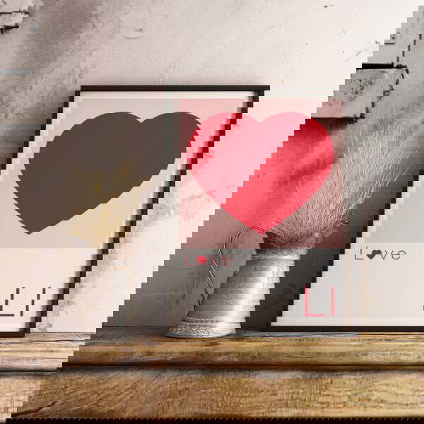 Love heart Wall Art print Heart print in black frame