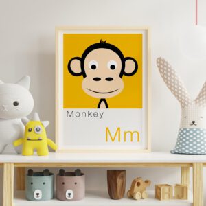 children's alphabet print featuring a monkey