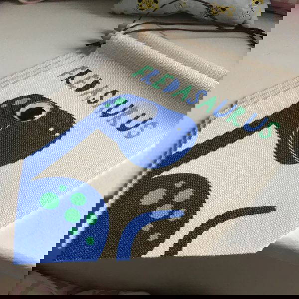 Personalised-Dinosaur-Flag-for-Child's-room Personalised Dinosaur flags