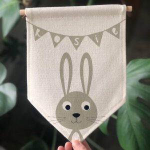 personalised rabbit gender neutral nursery flag gift