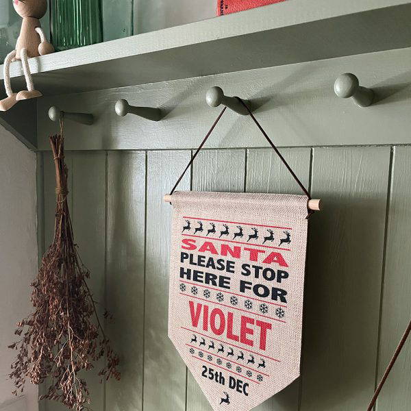 Santa Stop here Christmas flag personalised Keepsake Santa Stop here Christmas flag personalised Keepsake