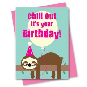 Sloth Birthday card with googly eyes