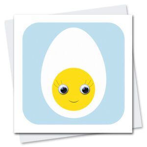 Good Egg greetings card with googly eyes