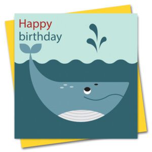 Seaside Children's birthday card featuring Blue Whale
