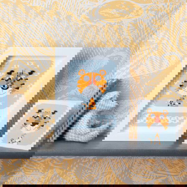 Tiger and card Personalised Clock tiger clock and card with personalised name and googly eyes