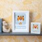 tiger clock and card with personalised name and googly eyes
