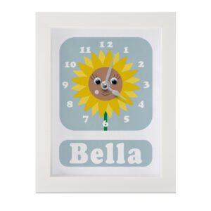 personalised sunflower clock with googly eyes