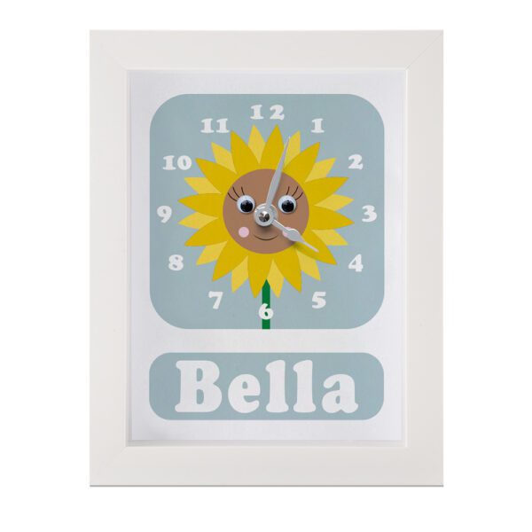 personalised sunflower clock with googly eyes
