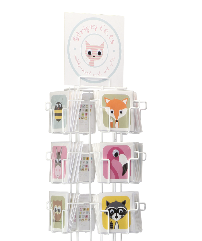 12 pocket counter top card display with stripey cats cards