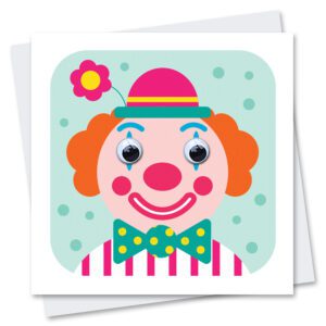 clown birthday card with googly eyes