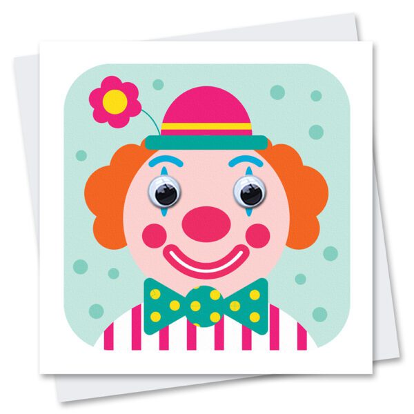 clown birthday card with googly eyes