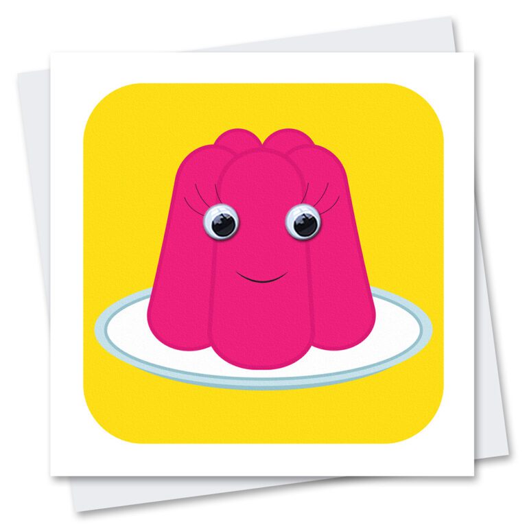 Jelly birthday card with googly eyes