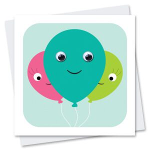 Balloon birthday card with googly eyes