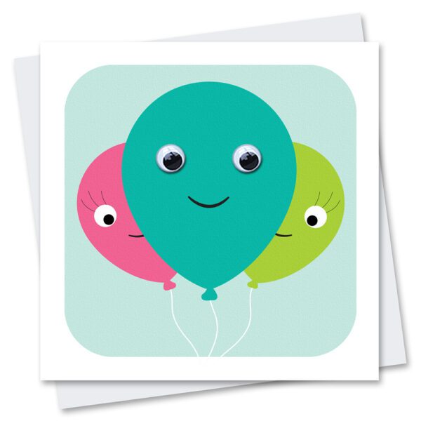 Balloon birthday card with googly eyes