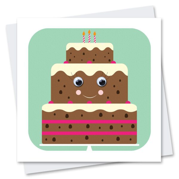 birthday cake card with googly eyes