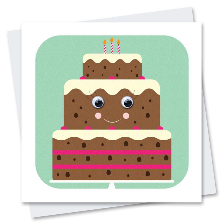 birthday cake card with googly eyes