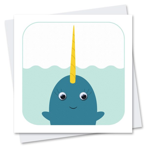 narwhal birthday card with googly eyes