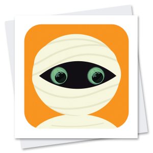 mummy halloween card with glow in the dark eyes