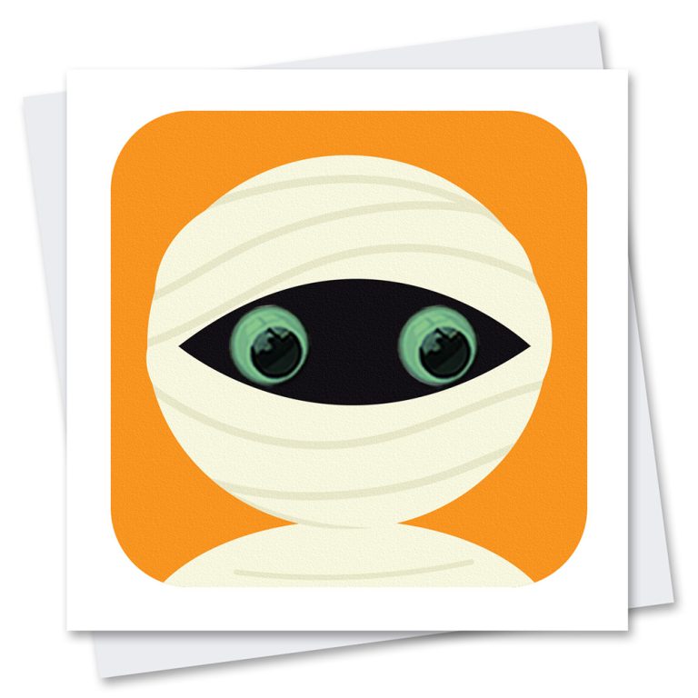 mummy halloween card with glow in the dark eyes