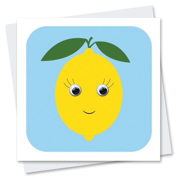 lemon birthday card with googly eyes
