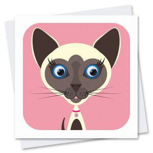 Silky Siamese Cat Birthday Card
